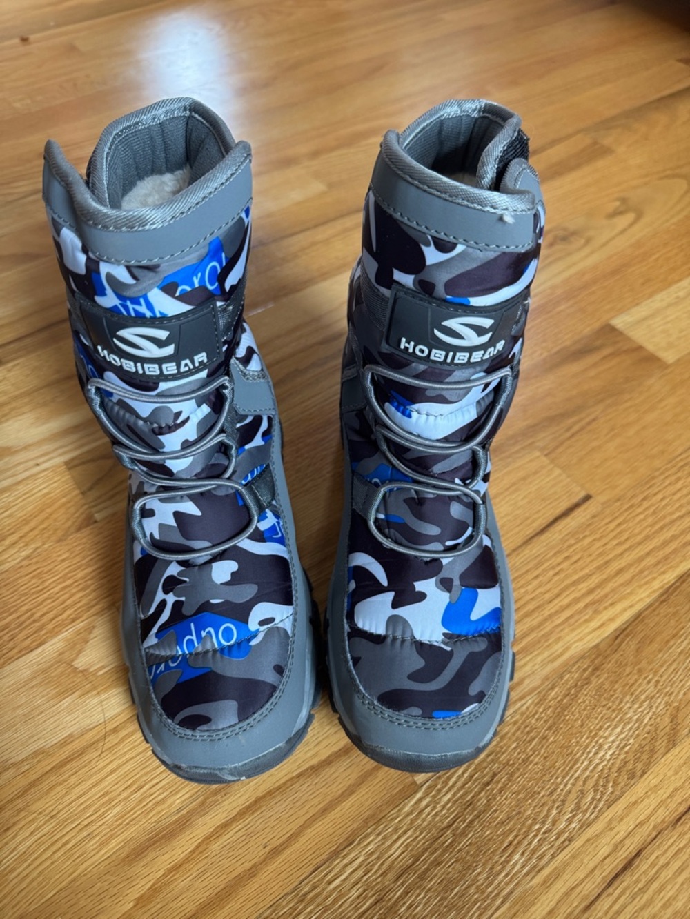 Men's Gray & Blue Camo Winter Boots
